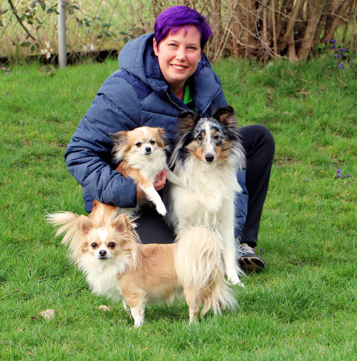Michaela mit Kiwi, Cleo und Gepetto